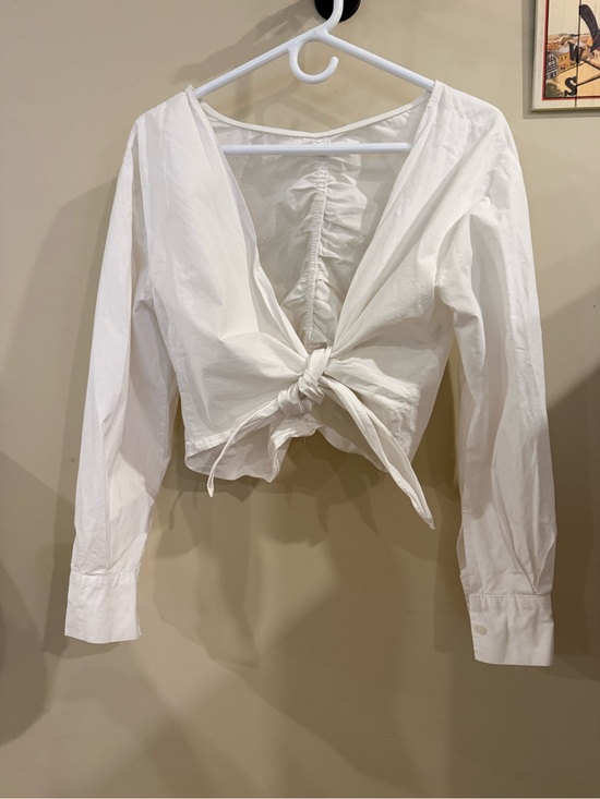 OAK + FORT Tops - Oak + Fort Tie-Front Women's Top | White | Small